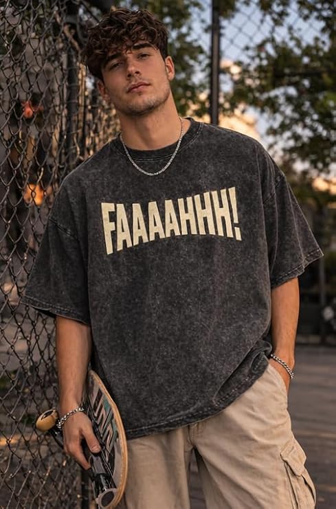 boffi ... 100% Cotton Oversized T-Shirt Unisex Drop Shoulder Dye Washed Street Look Black Pack of 1 - Image 3