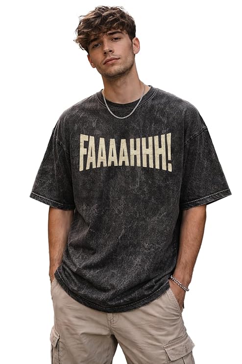 boffi ... 100% Cotton Oversized T-Shirt Unisex Drop Shoulder Dye Washed Street Look Black Pack of 1 - Image 2